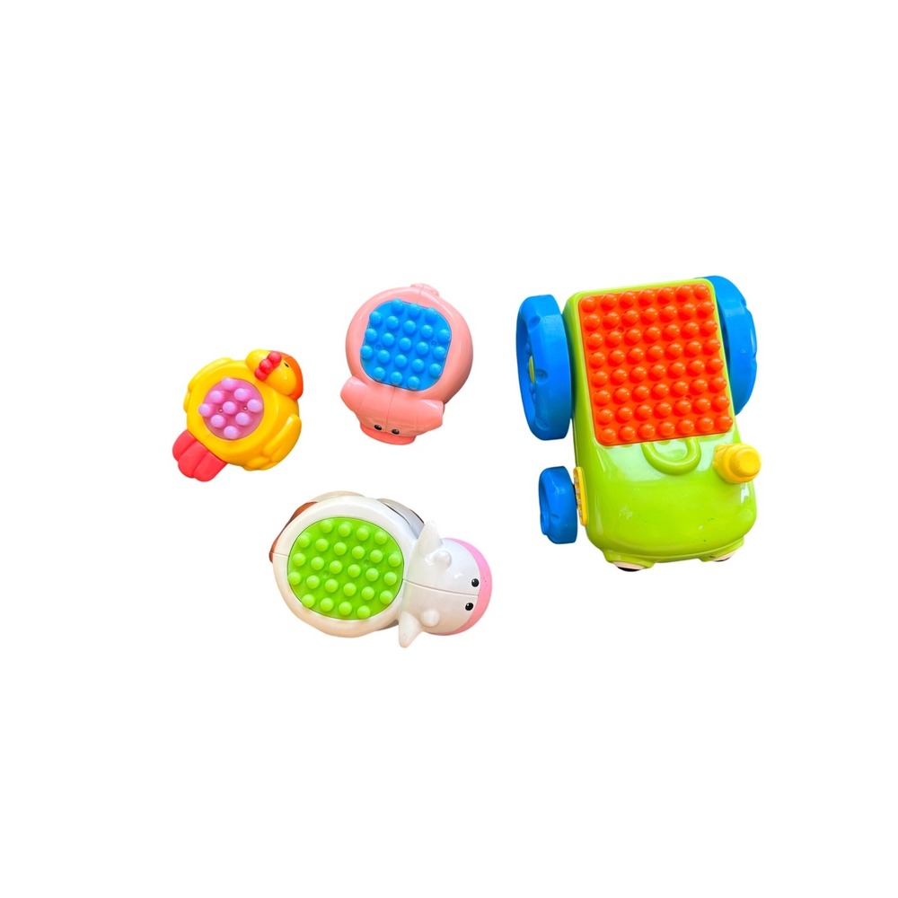 Fisher-Price Stack n Surprise Blocks Rolling Frog Vehicle Animal Cow‎ Pig Chick